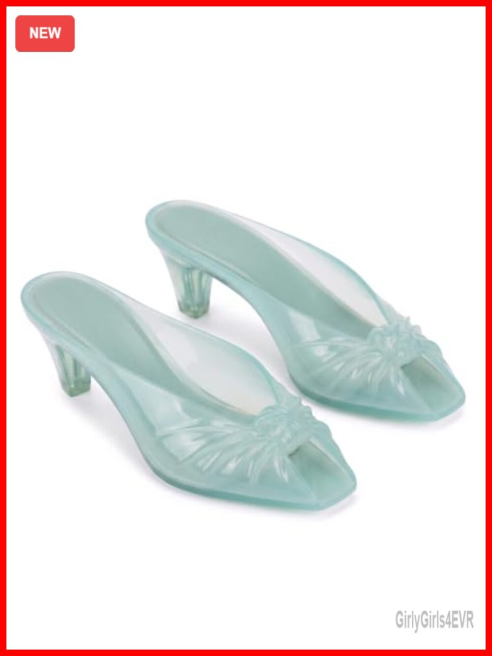 Jelly Sandals Slip On Kitten Heel Peep Toe Mules for Women